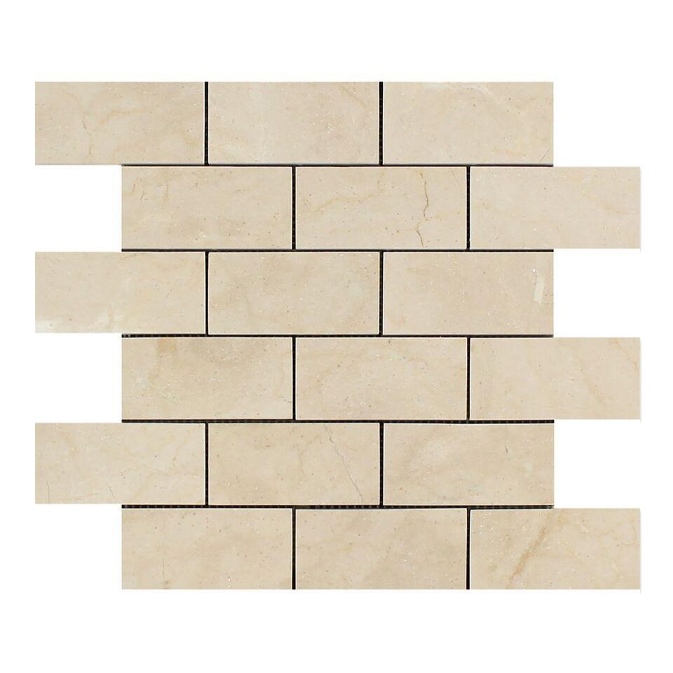 Crema Marfil Marble Mosaic - 2" x 4" Brick Honed