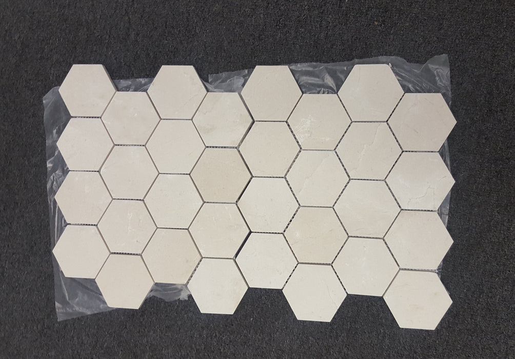 Crema Marfil Marble Mosaic - 3" Hexagon Polished