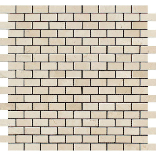 Crema Marfil Marble Mosaic - 5/8" x 1 1/4" Baby Brick Polished