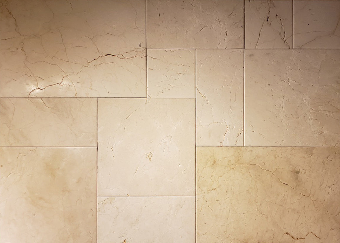 Crema Marfil Marble Versailles Pattern - Brushed & Eased Edge 