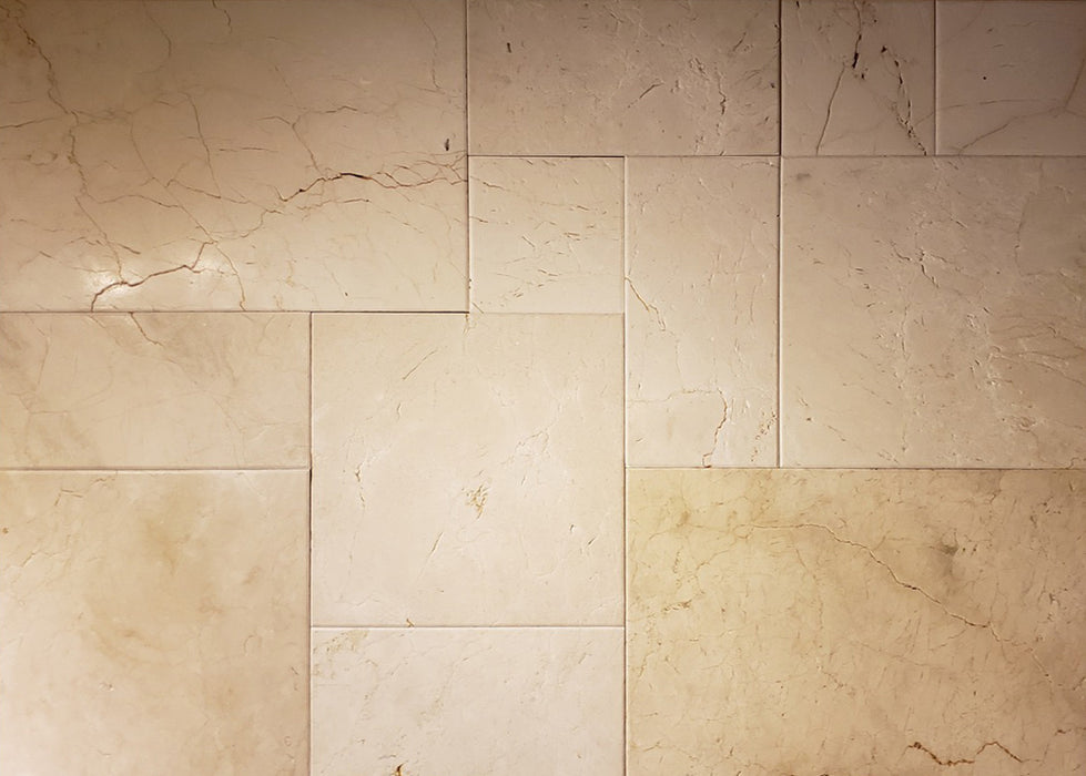 Crema Marfil Marble Versailles Pattern - Brushed & Eased Edge 
