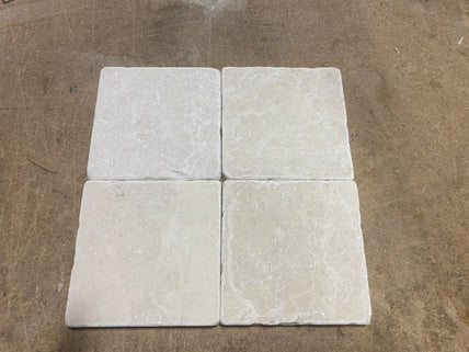 Crema Marfil Select Tumbled Marble Tile - 4" x 4" x 3/8"