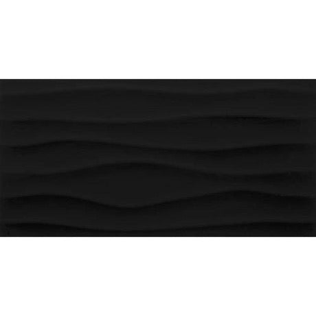 Daltile Multitude MU20 Domino Black Textured Wave Ceramic Tile