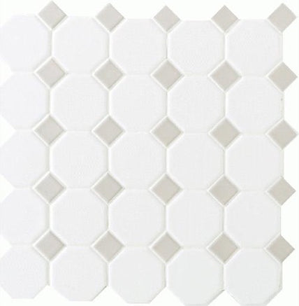 Octagon & Dot Matte White with Gray Gloss Dot 6501