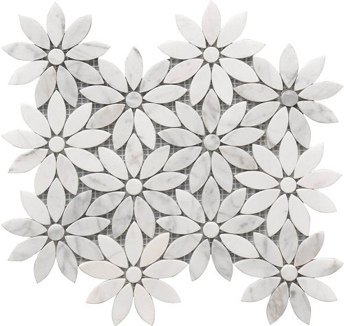 Roca Rock Art Daisy Flower Polished Stone & Glass Mosaic — Stone & Tile ...