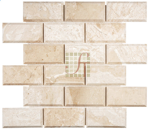 Diano Royal Marble Mosaic - 2" x 4" Beveled Brick Polished