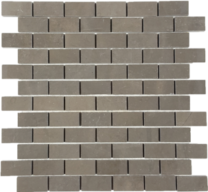 Full Sheet Sample - Metropolitan Mink Deco Staggered Limestone Mosaic - 1" x 2" Honed