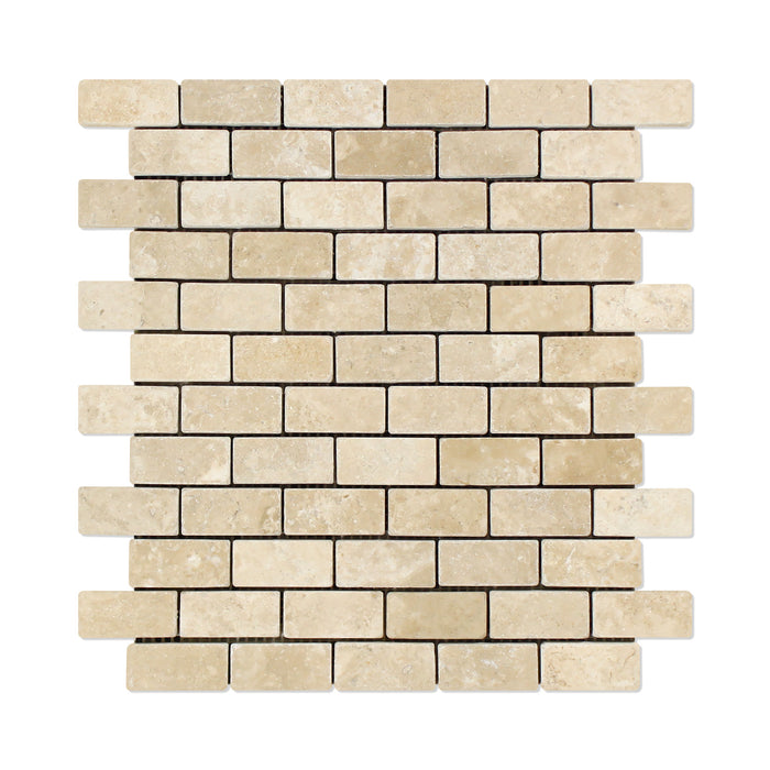 Durango Travertine Mosaic - 1" x 2" Brick Tumbled