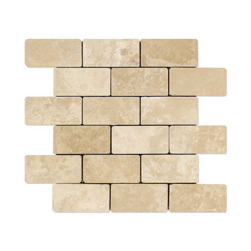 Durango Travertine Mosaic - 2" x 4" Brick Tumbled