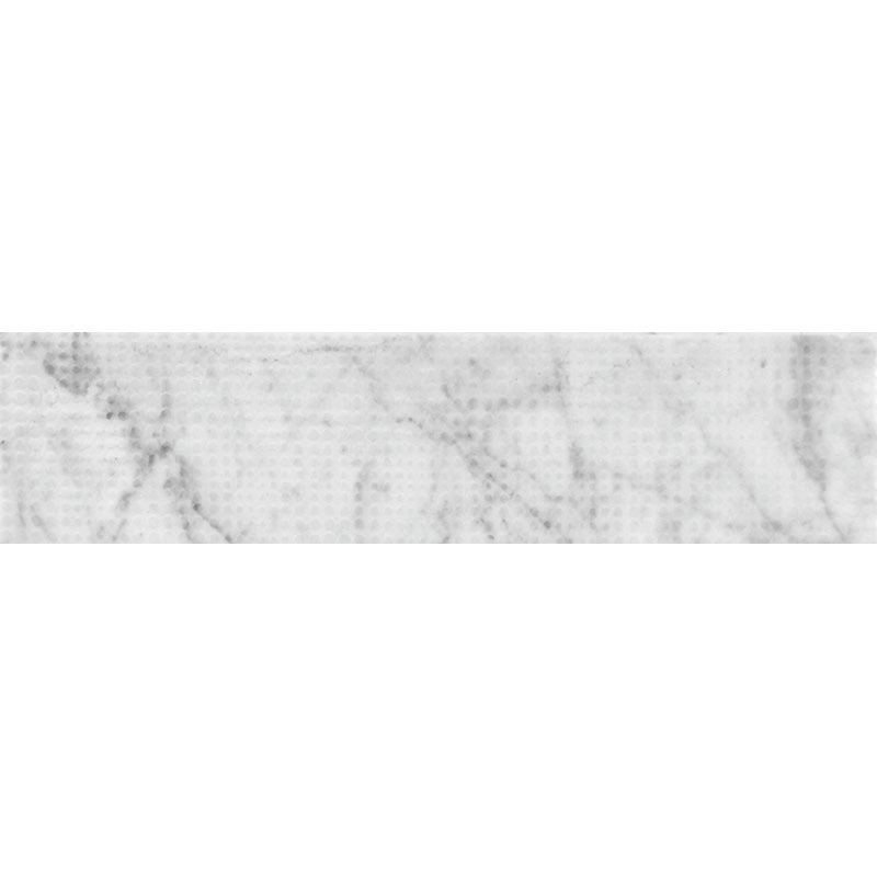 Full Tile Sample - Skalini Line Artistic Stone Etched Dots Bianco Carrara Marble Tile - Textured