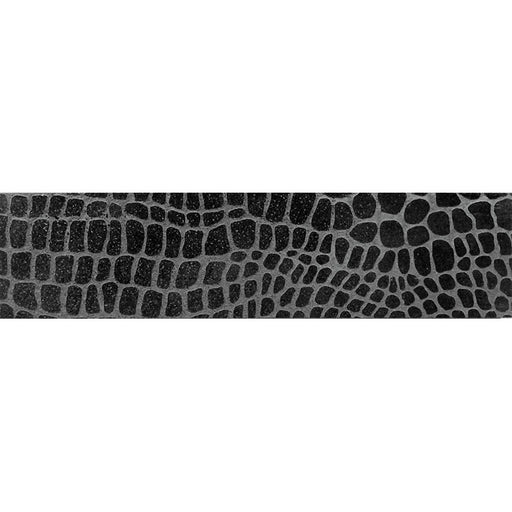 Full Tile Sample - Skalini Line Artistic Stone Etched Alligator Eastern Black Marble Tile - Textured