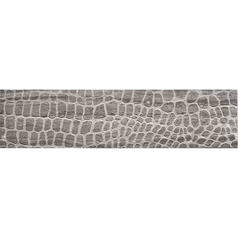 Full Tile Sample - Skalini Line Artistic Stone Etched Alligator Wooden Grey Marble Tile - Textured