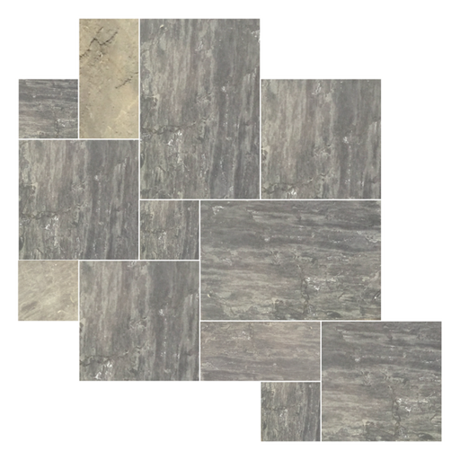 Ebony Black Natural Cleft Sandstone Paver Jumbo Pattern - 12" x 12" x +/- 1 1/4"