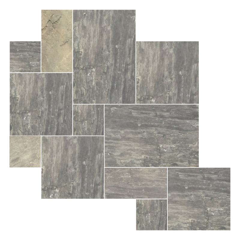Ebony Black Natural Cleft Sandstone Paver Jumbo Pattern - 12" x 12" x +/- 1 1/4"