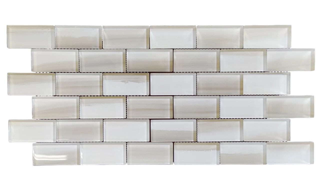 Eggnog White  Glass Mosaic - Brick