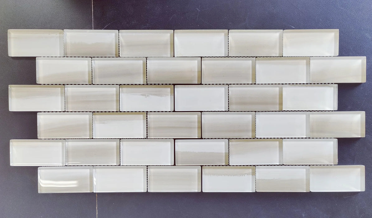 Eggnog White  Glass Mosaic - Brick 