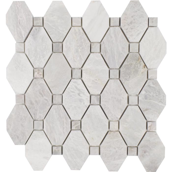 Full Sheet Sample - Iceberg Deco Hexagon Natural Stone Mosaic - 10.25" x 10.5" Polished