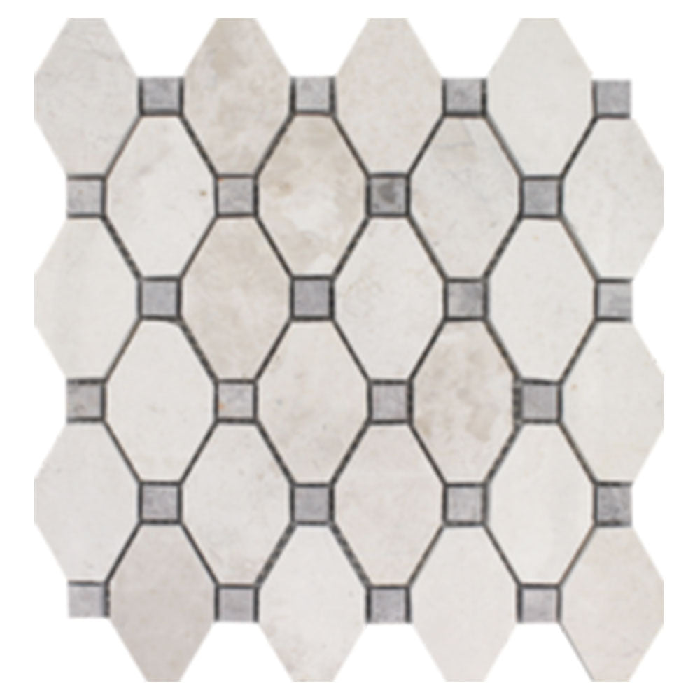 Full Sheet Sample - Pietra Antica Imperial Pearl Hexagon Marble Mosaic - 10.25" x 10.5" Polished