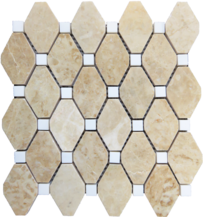 Full Sheet Sample - Pietra Antica Adelia Hexagon Natural Stone Mosaic - 10.25" x 10.5" Polished