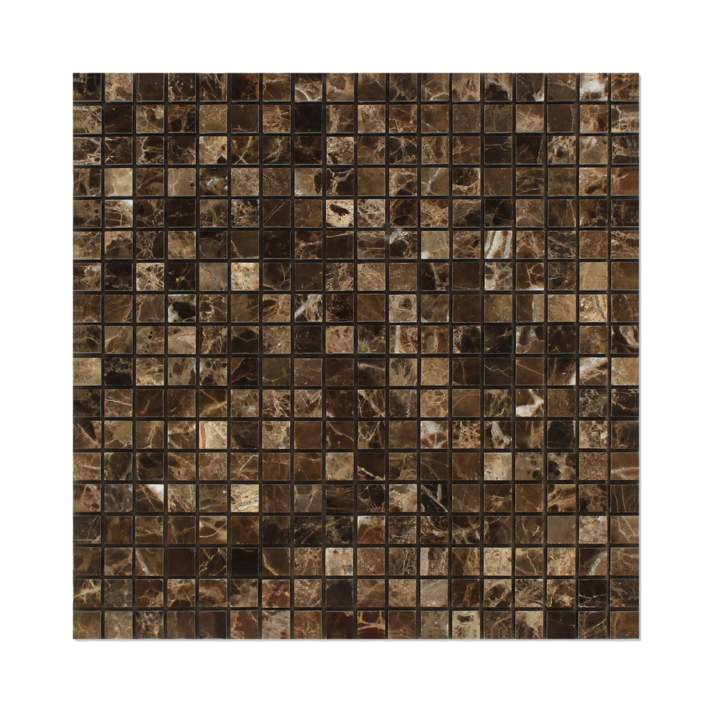 Emperador Dark Marble Mosaic - 5/8" x 5/8" Polished