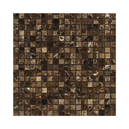 Emperador Dark Marble Mosaic - 5/8" x 5/8" Polished