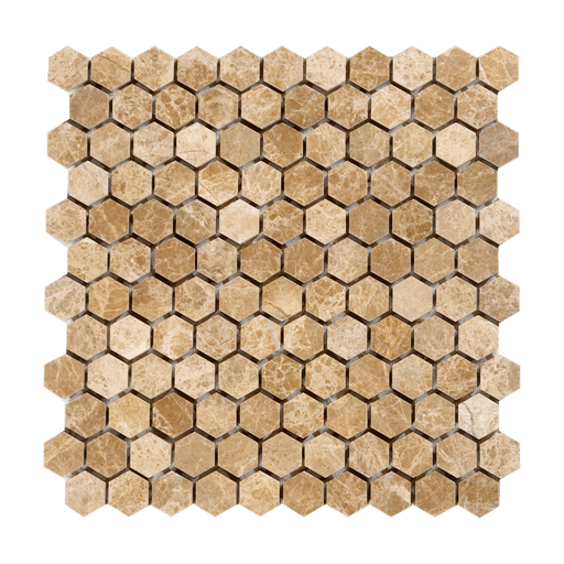 Emperador Light Marble Mosaic - 1" Hexagon Polished