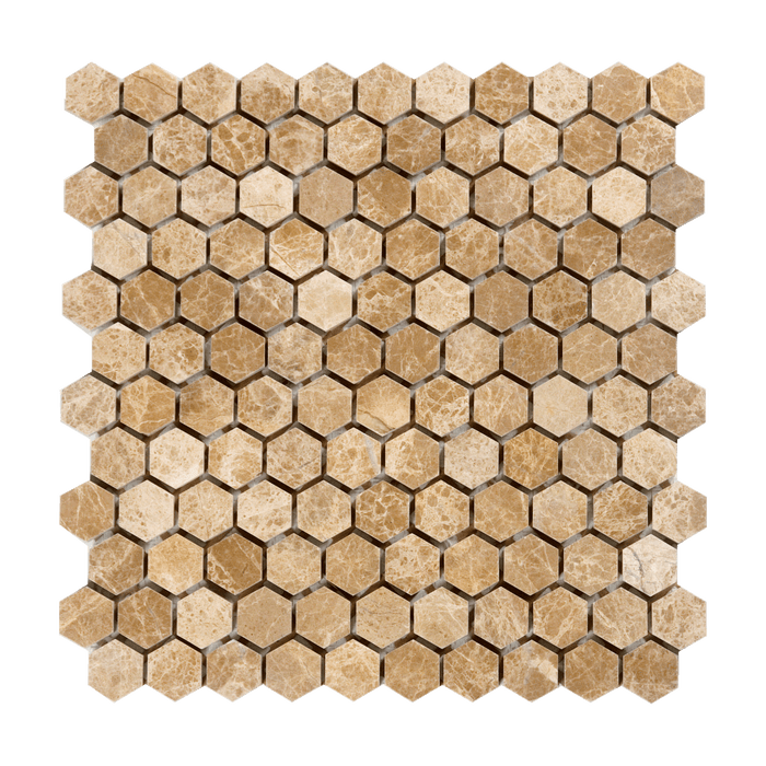 Emperador Light Marble Mosaic - 1" Hexagon Polished