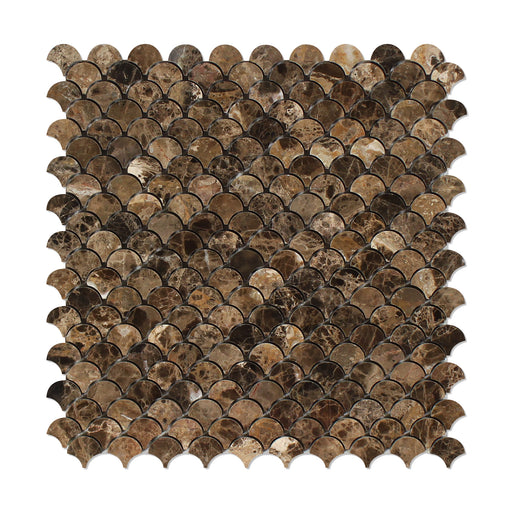 Emperador Dark Marble Mosaic - 1" Fan Polished