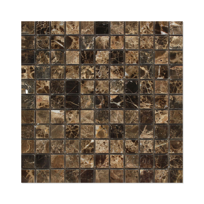 Emperador Dark Marble Mosaic - 1" x 1" Polished