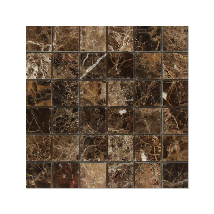Emperador Dark Marble Mosaic - 2" x 2" Polished
