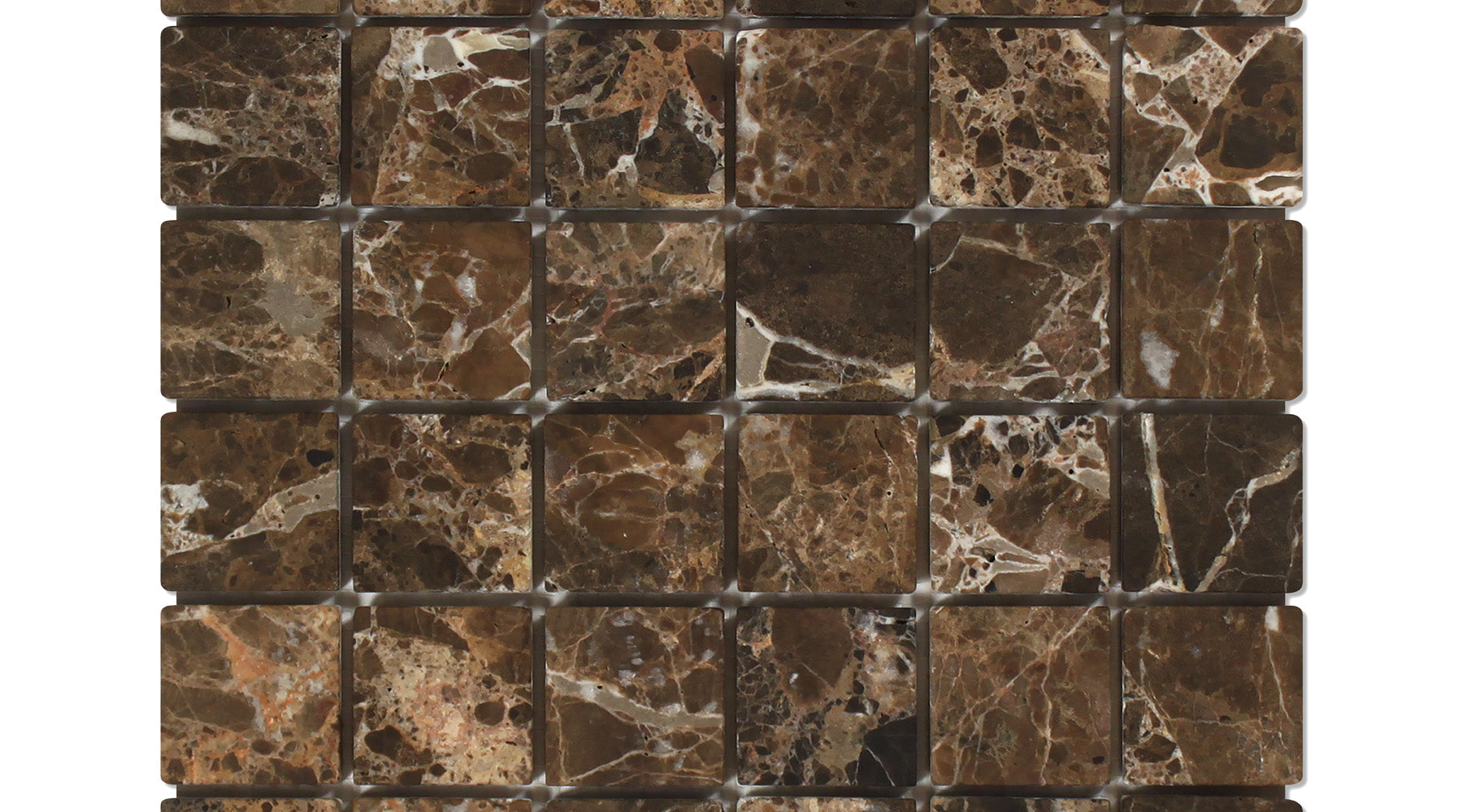 Emperador Dark Marble Mosaic - 2" x 2" Tumbled