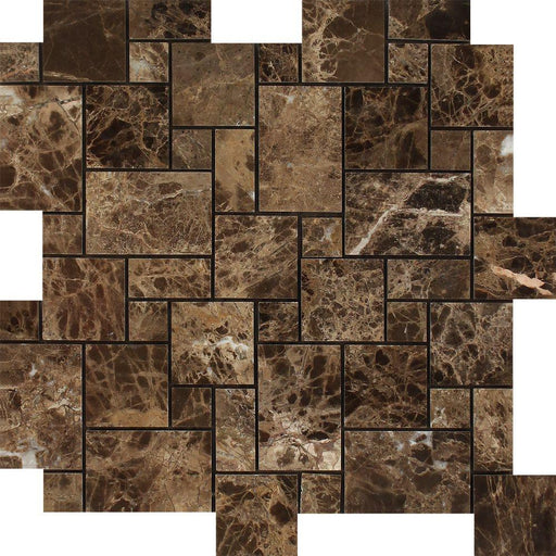 Emperador Dark Marble Mosaic - Mini Versailles Pattern Polished