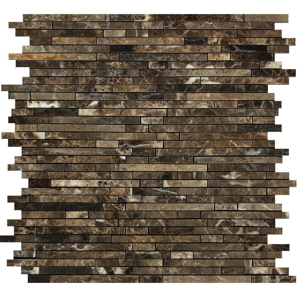 Emperador Dark Marble Mosaic - Bamboo Sticks Polished