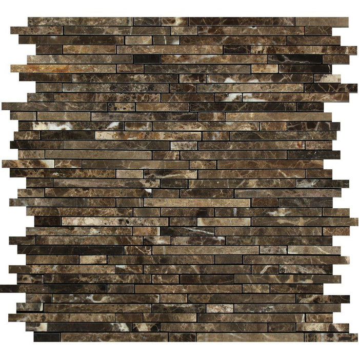 Emperador Dark Marble Mosaic - Bamboo Sticks Polished