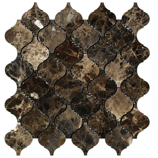 Emperador Dark Marble Mosaic - 2" Arabesque Polished