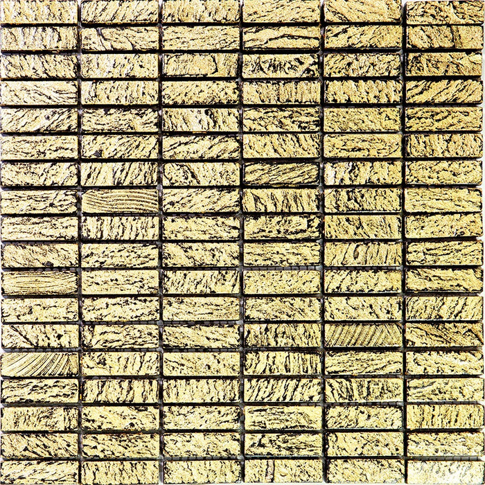 Full Sheet Sample - Skalini Line Artistic Stone Fire Dance 1 Natural Stone Mosaic - 0.6" x 1.9"