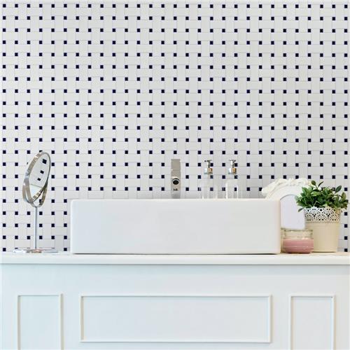 Metro Porcelain White With Cobalt Dot FJBMBWWC