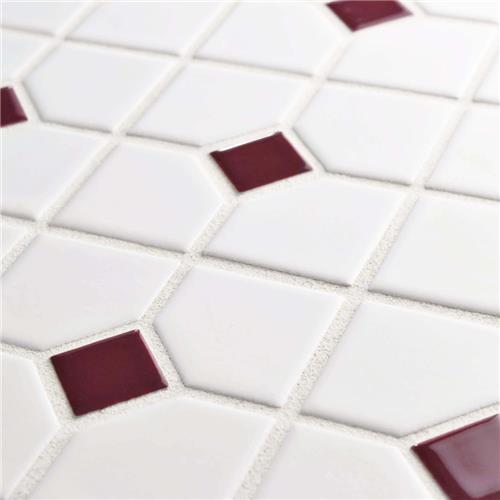 Oxford White With Maroon Dot FKOOX602 Matte Porcelain