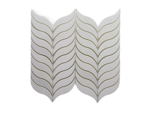 Feather I Thassos Polished Marble Mosaic - Leaf