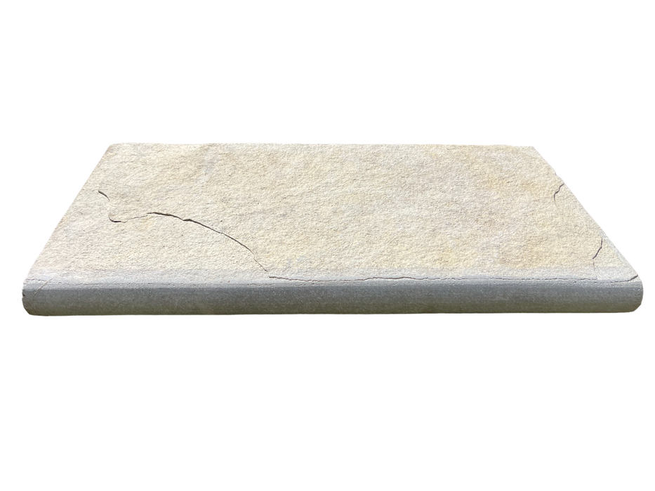 French Vanilla Natural Cleft Face & Back Limestone Pool Coping - 12" x 24" x 2"