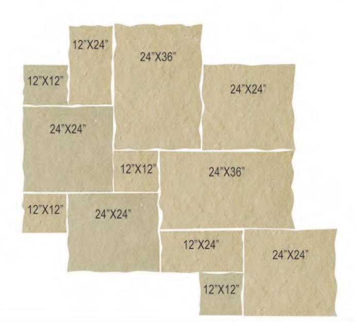 French Vanilla Natural Cleft Face & 4 Sides Limestone Rock Face Jumbo Pattern - 12" x 12" x +/- 1 1/4"