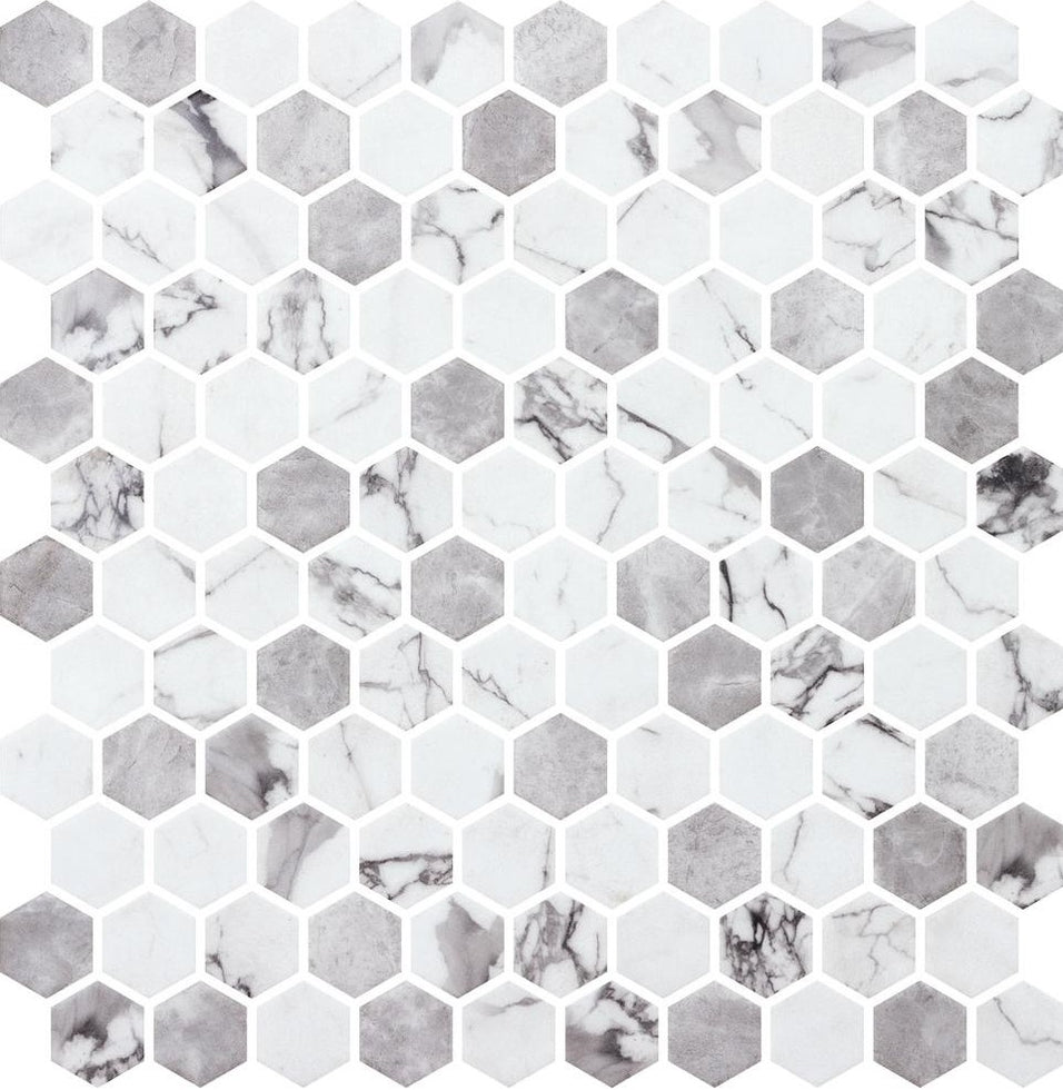 Ottimo Marmoreal Grey Calacatta Matte Glass Mosaic Lowest Price