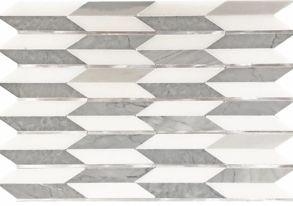 Stone & Stainless Steel Mosaic Tiles For Added Interest