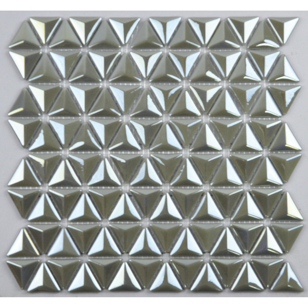 Glitz & Glamour Steel Iridescent Glass Mosaic - 3D Triangle