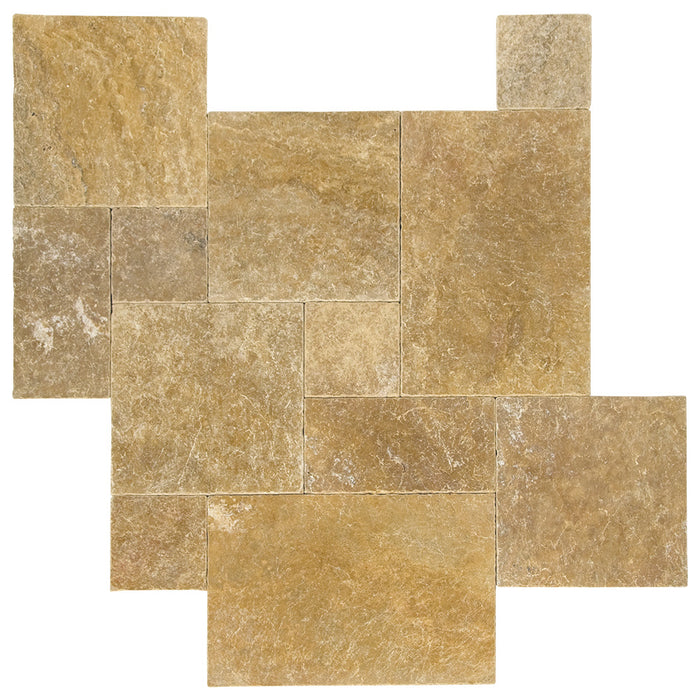 Golden Sienna Tumbled Travertine Paver Versailles Pattern