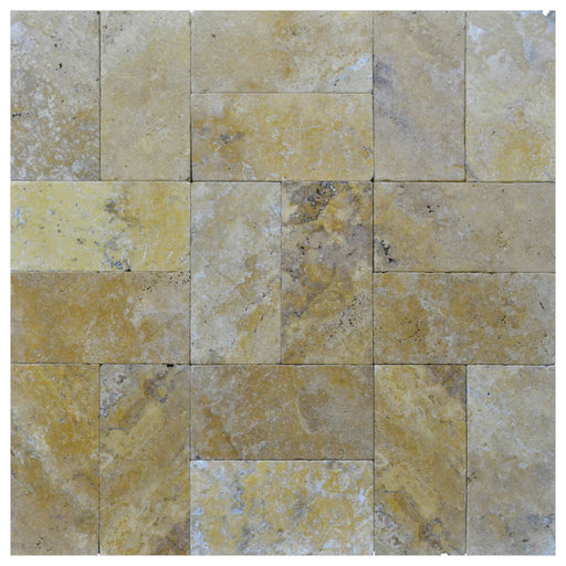 Full Paver Sample - Golden Sienna Travertine Paver - 6" x 12" x 1 1/4" Tumbled