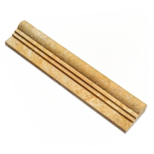 Golden Sienna Travertine Molding - 2 1/2" x 12" Double-step Chair Rail Honed