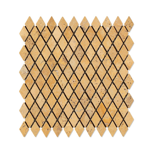 Golden Sienna Travertine Mosaic - 1" x 2" Diamond Tumbled