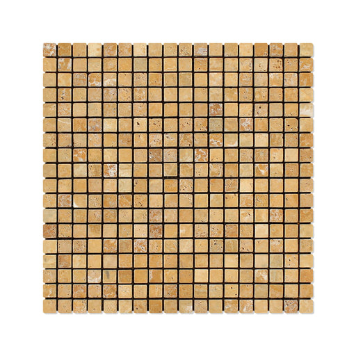 Golden Sienna Travertine Mosaic - 5/8" x 5/8" Tumbled