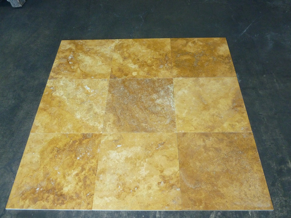 Golden Sienna Travertine Tile - 18" x 18" x 1/2" Filled & Polished